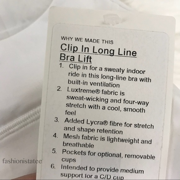 NWT LULULEMON CLIP IN LONG BRA WHITE - - Size 10 - Picture 5 of 8